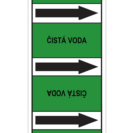 Značení potrubí, čistá voda, 100 × 150 mm, polyester
